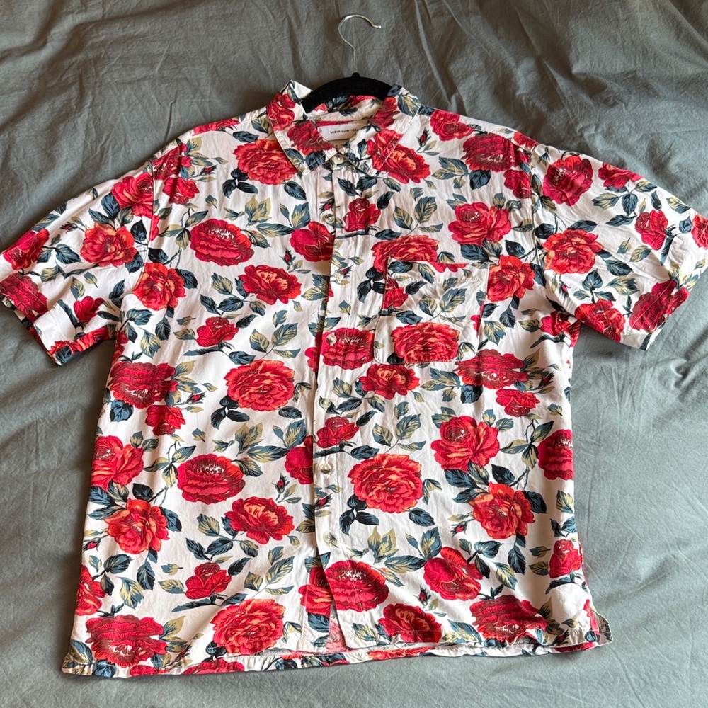 Urban Outfitters Red Floral Men's Shirt